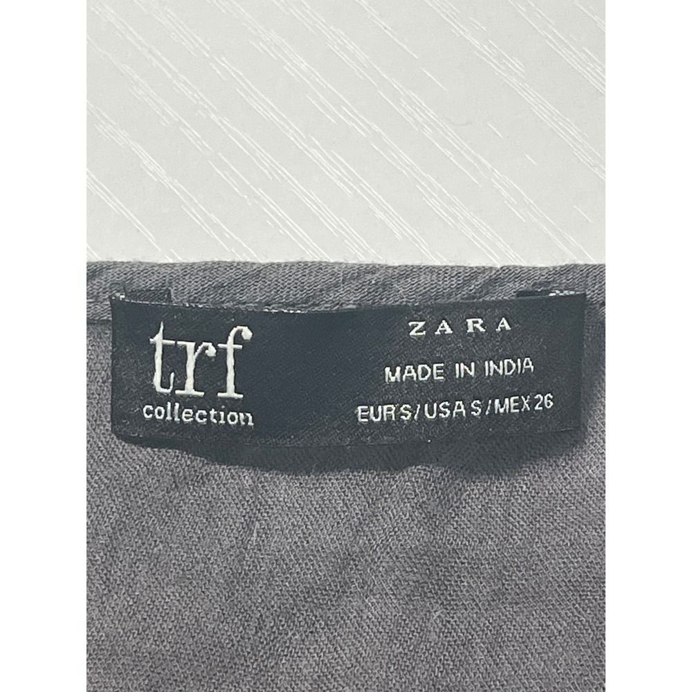 ZARA TRF Collection Gray Long Sleeve Boho Pom Pom Beaded Button Up Blouse Top - Picture 8 of 11